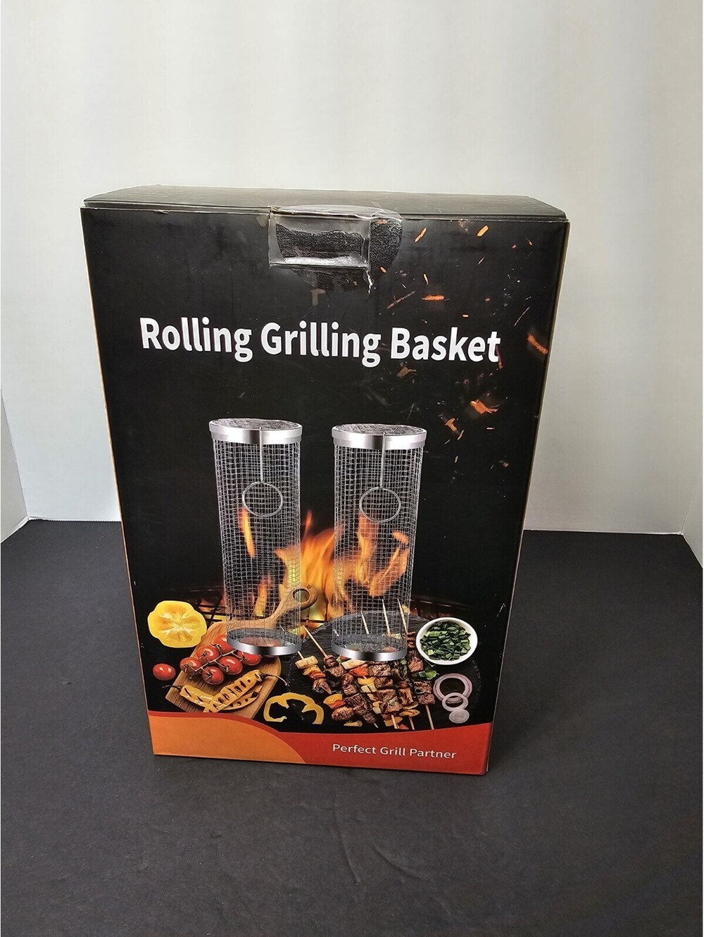 Rolling Grilling Basket 2 Pack Stainless Steel BBQ Grill Tool Outdoor New